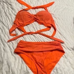 Orange Two Piece Bikini Swim Suit